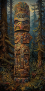 In the grand narrative of art and culture, totem poles stand as mighty symbols of indigenous wisdom, storytelling, and creative expression. They are wooden monuments, towering high, adorned with vibrant colors and intricate carvings, each narrating a unique tale. Let us embark on a journey to the 'Land of the Eagle,' where a glorious tall animal totem pole resides, standing as a testament to the enduring beauty of tribal artistry. • Colmado Blog • 2024 •